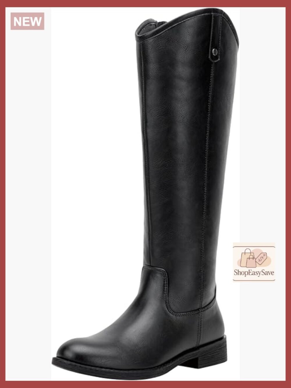 Knee High Riding Boots Wide Calf Zipper Low Heel Fashionable Street Style
